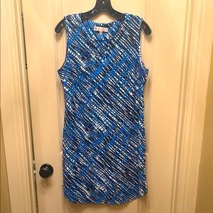 Jude Connally Allison Brush Strokes Dress MEDIUM Cobalt/White/Navy.